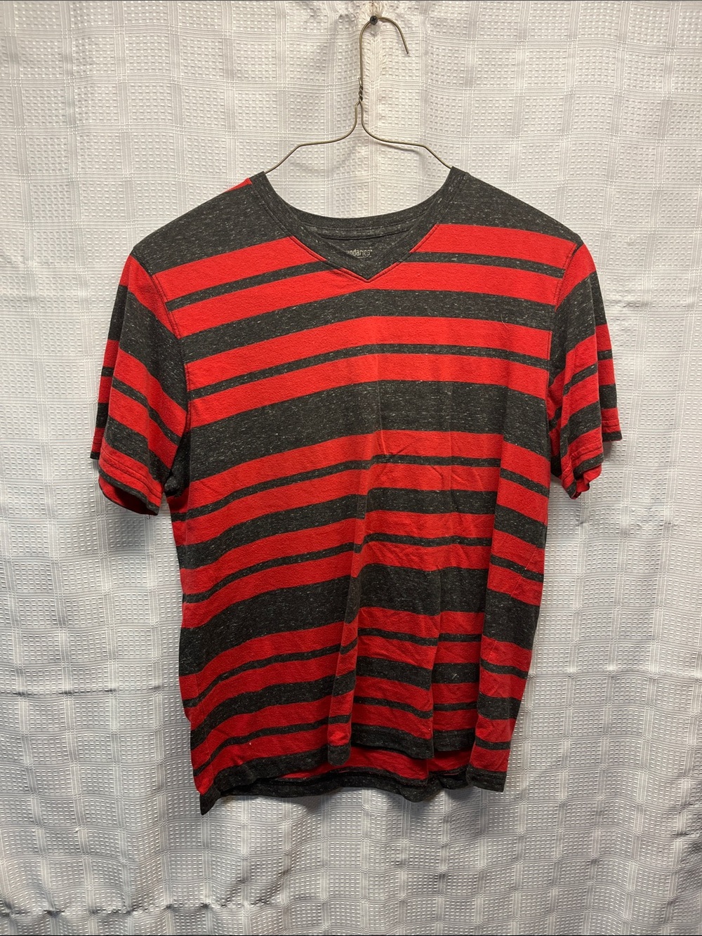 No Boundaries Red and Black Striped Short Sleeve Tee
